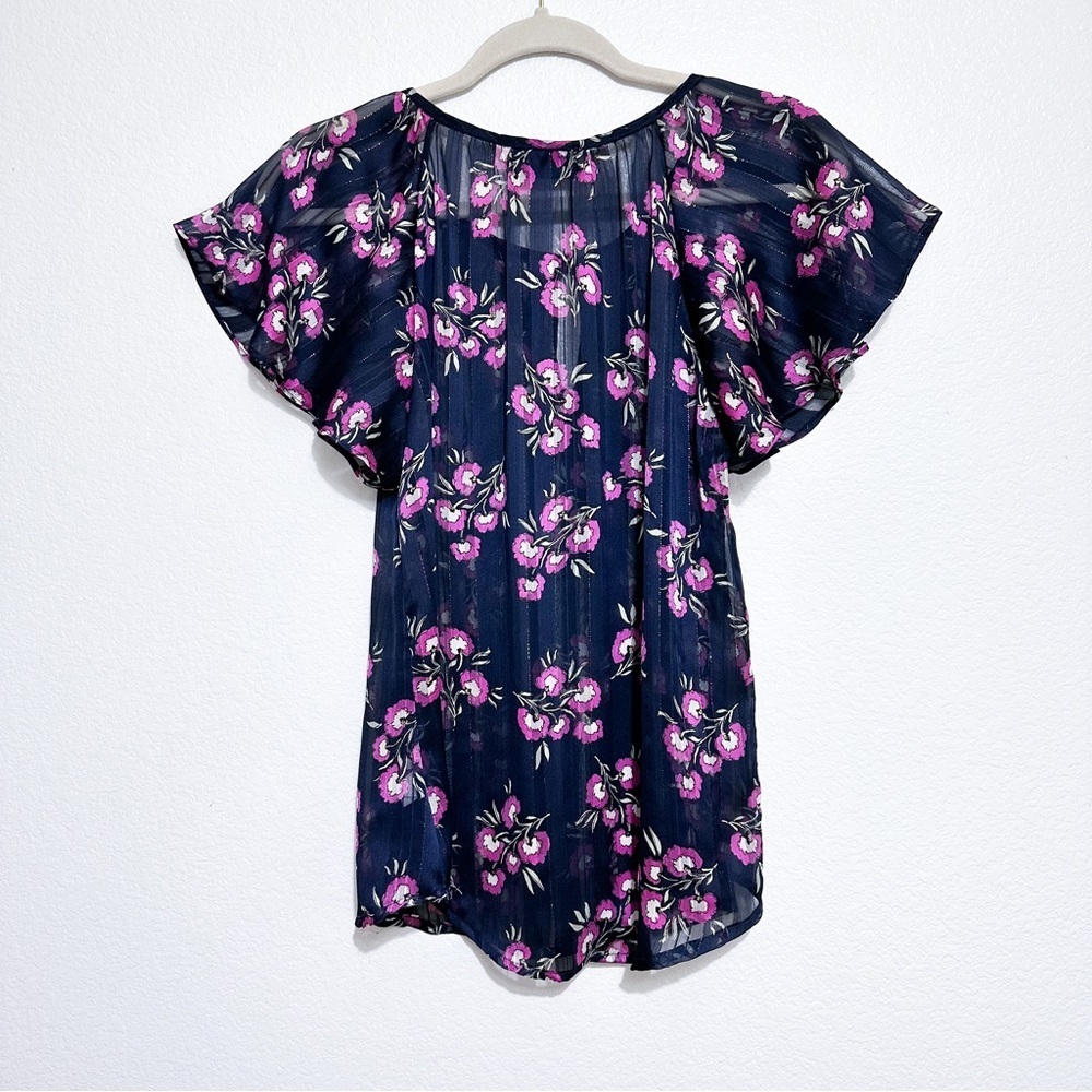 Vici Floral Flutter Sleeve Short Sleeve Blouse Top Size S - Picture 4 of 8